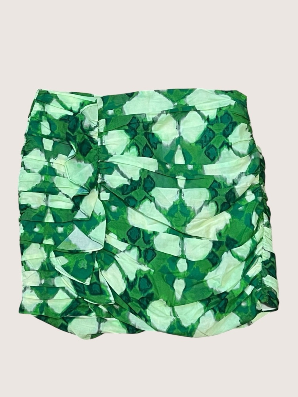 Zara Ruffled Ruched Sides Green/Ivory/Lavender Mini Skirt - Picture 11 of 11